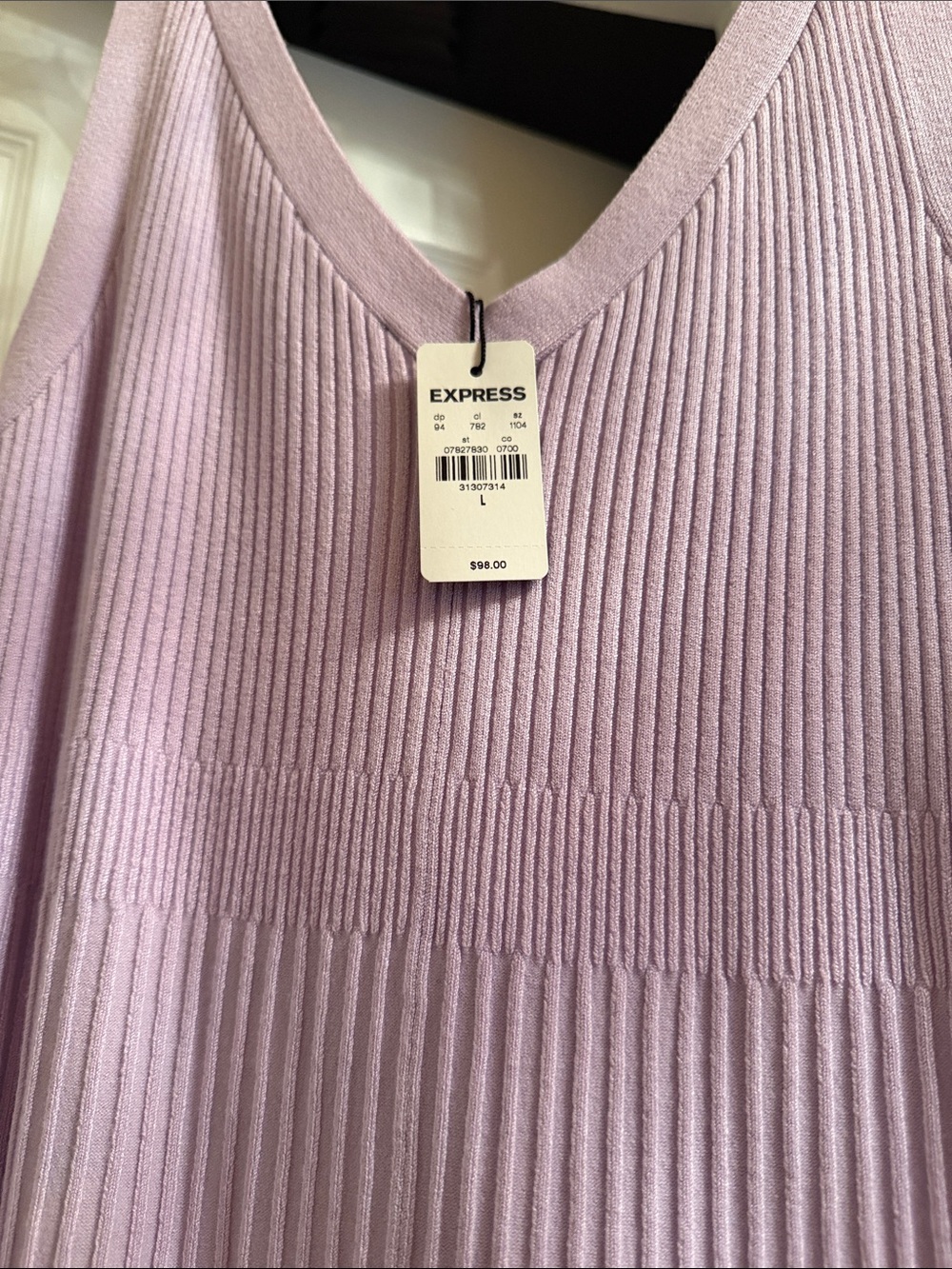 Express Lavender Ribbed V-Neck Knit Dress - Picture 2 of 2